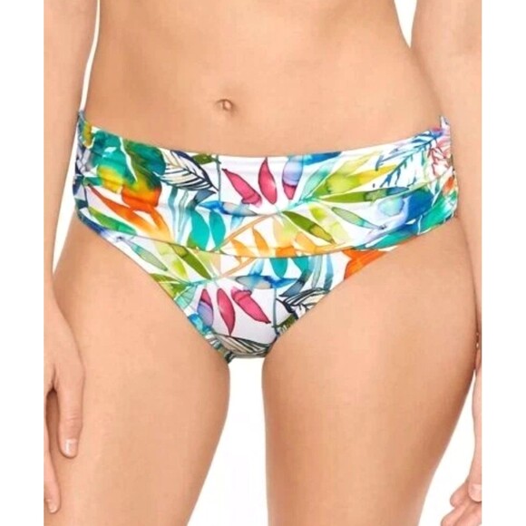 Ralph Lauren Women Caribbean Shirred Band Hipster Bikini Swim Bottom Sz 8 1053H3 - Picture 1 of 12